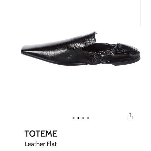 TOTEME Black Leather Square Toe Elastic Back Flat Loafers Made in Italy Size 37 - Picture 8 of 12